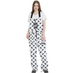 Fly Phot Motif Seamless Black And White Pattern Women s Front Zip Ski And Snowboard Bib Pants