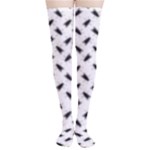 Fly Phot Motif Seamless Black And White Pattern Thigh High Stockings