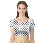 Fly Away in Black & White  Short Sleeve Crop Top