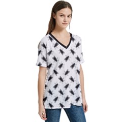 V-Neck Split Shoulder Casual T-Shirt 