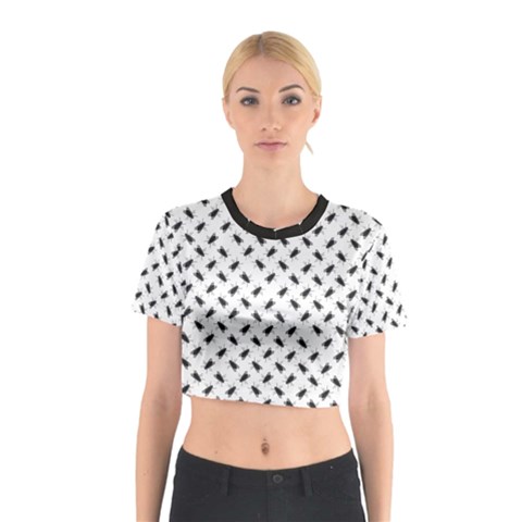 Fly Away in Black & White  Cotton Crop Top from ArtsNow.com