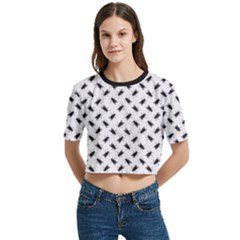 Women s Round Neck Short Sleeve Crop Top 