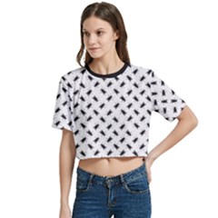 Women s Round Neck Short Sleeve Crop Top 