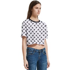 Women s Round Neck Short Sleeve Crop Top 