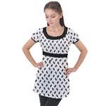 Fly Away in Black & White  Puff Sleeve Tunic Top