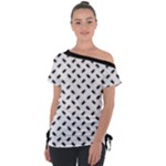 Fly Away in Black & White  Off Shoulder Tie-Up T-Shirt