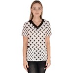 Fly Away in Black & White  Women s V-Neck Scrub Top