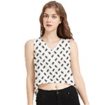 Fly Away in Black & White  V-Neck Cropped Tank Top