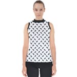 Fly Away in Black & White  Mock Neck Shell Top