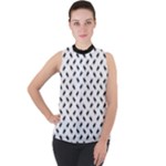 Fly Away in Black & White  Mock Neck Chiffon Sleeveless Top