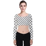 Fly Away in Black & White  Velvet Long Sleeve Crop Top