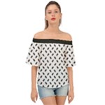 Fly Away in Black & White  Off Shoulder Short Sleeve Top