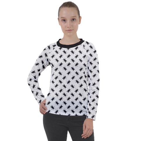 Fly Away in Black & White  Women s Long Sleeve Raglan T