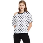 Fly Away in Black & White  One Shoulder Cut Out T-Shirt