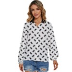 Fly Away in Black & White  Women s Long Sleeve Button Up Shirt