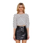 Fly Away in Black & White  Mid Sleeve Drawstring Hem Top