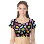 Ecstasy pills pattern Short Sleeve Crop Top