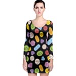 Ecstasy pills pattern Long Sleeve Bodycon Dress