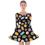 Ecstasy pills pattern Long Sleeve Skater Dress