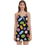 Ecstasy pills pattern Body Wrap Sleeveless V-Neck Mini Dress