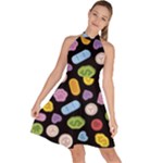 Ecstasy pills pattern Sleeveless Halter Neck A-Line Dress