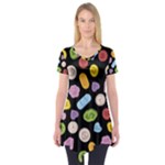 Ecstasy pills pattern Short Sleeve Tunic 