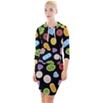 Ecstasy pills pattern Quarter Sleeve Hood Bodycon Dress