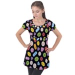 Ecstasy pills pattern Puff Sleeve Tunic Top