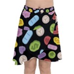 Ecstasy pills pattern Chiffon Wrap Front Skirt