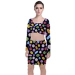 Ecstasy pills pattern Long Sleeve Crop Top & Bodycon Skirt Set