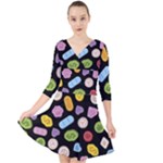 Ecstasy pills pattern Quarter Sleeve Front Wrap Dress