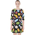 Ecstasy pills pattern Quarter Sleeve Pocket Dress