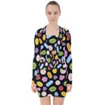 Ecstasy pills pattern V-neck Bodycon Long Sleeve Dress