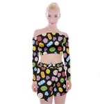 Ecstasy pills pattern Off Shoulder Top with Mini Skirt Set