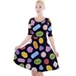 Ecstasy pills pattern Quarter Sleeve A-Line Dress