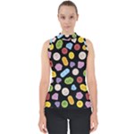 Ecstasy pills pattern Mock Neck Shell Top