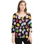 Ecstasy pills pattern Chiffon Quarter Sleeve Blouse