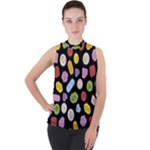 Ecstasy pills pattern Mock Neck Chiffon Sleeveless Top