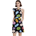 Ecstasy pills pattern Cocktail Party Halter Sleeveless Dress With Pockets