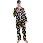 Ecstasy pills pattern Men s Long Sleeve Satin Pajamas Set