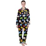 Ecstasy pills pattern Women s Long Sleeve Satin Pajamas Set	