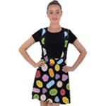 Ecstasy pills pattern Velvet Suspender Skater Skirt