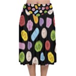 Ecstasy pills pattern Velvet Flared Midi Skirt