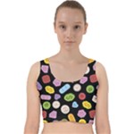 Ecstasy pills pattern Velvet Racer Back Crop Top