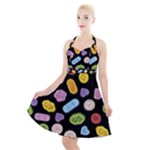 Ecstasy pills pattern Halter Party Swing Dress 