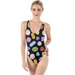 Ecstasy pills pattern High Leg Strappy Swimsuit