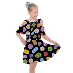 Kids  Shoulder Cutout Chiffon Dress 