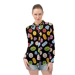 Ecstasy pills pattern Long Sleeve Chiffon Shirt