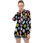 Ecstasy pills pattern Long Sleeve Satin Shirt