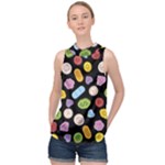 Ecstasy pills pattern High Neck Satin Top